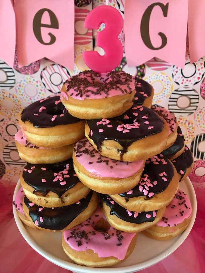 Birthday tower of donuts