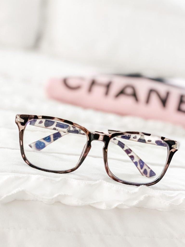 Shell print blue light glasses