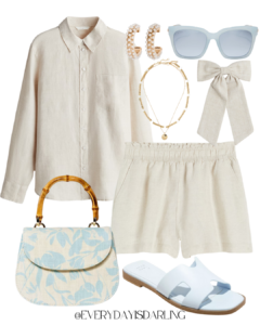 vacation style trends 2025 linen shorts set